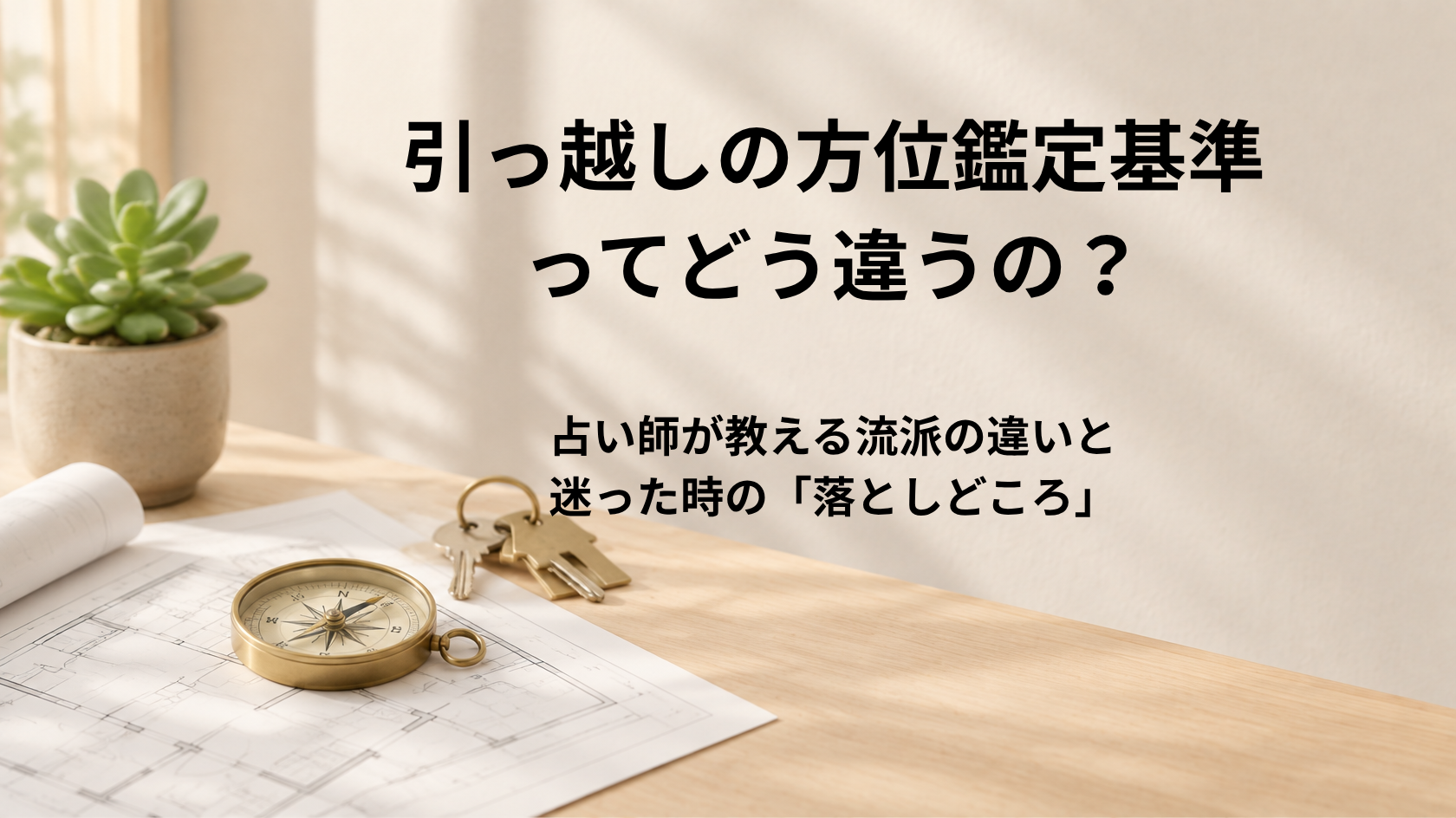 引っ越しの方位鑑定における流派や角度基準の違いと開運のポイントを解説するアイキャッチ画像