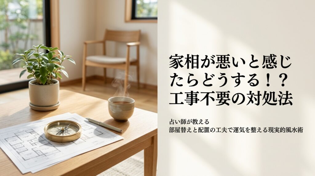 家相が悪いと感じた場合の捉え方と工事不要でできる部屋替えや風水調整の対処法を解説するアイキャッチ画像