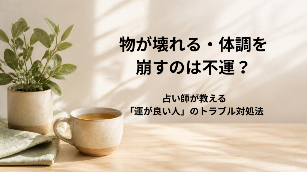 物が壊れることや体調不良と運気の関係性・対処法を解説するアイキャッチ画像