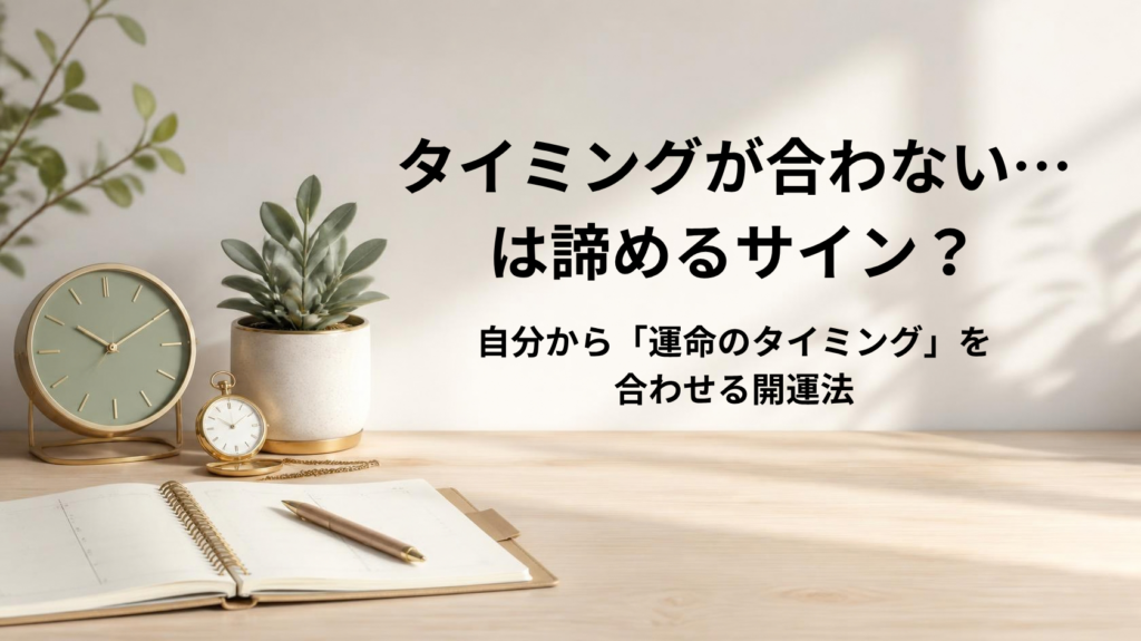 人生や恋愛でタイミングが合わない際の捉え方と自分からタイミングを合わせる開運法を解説するアイキャッチ画像