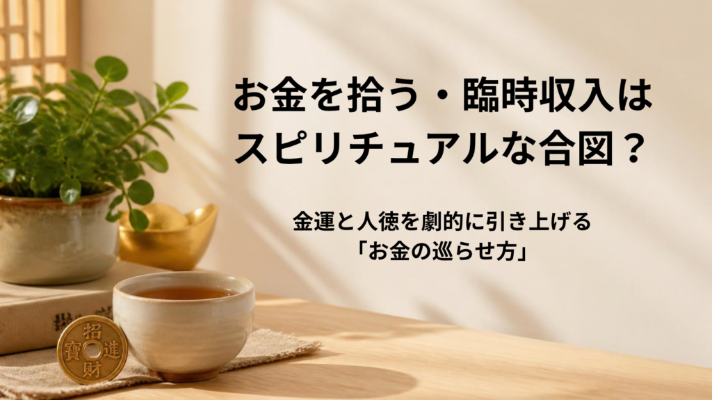お金を拾う体験や臨時収入に隠されたスピリチュアルなシグナルと金運の巡らせ方を解説するアイキャッチ画像