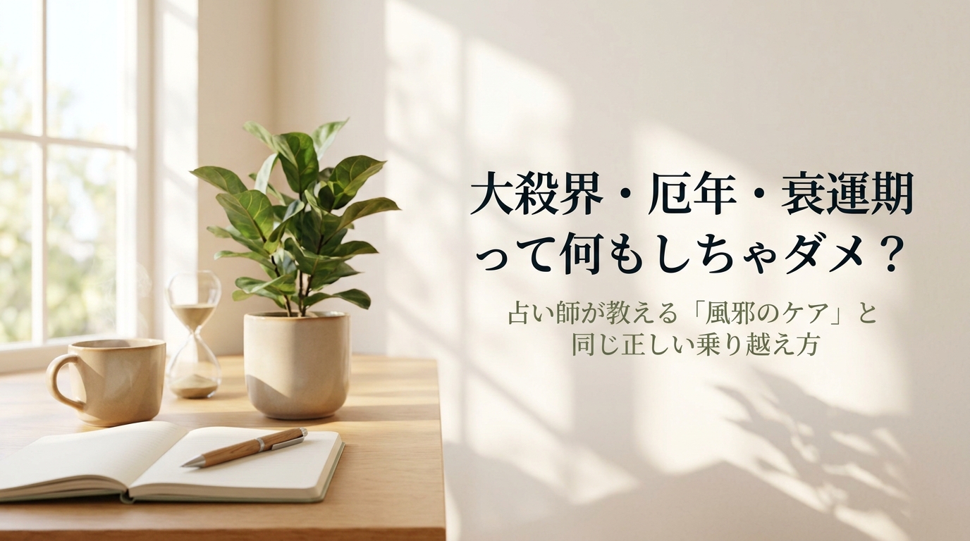 衰運期や厄年・大殺界の正しい捉え方と不安を解消する過ごし方を解説するアイキャッチ画像