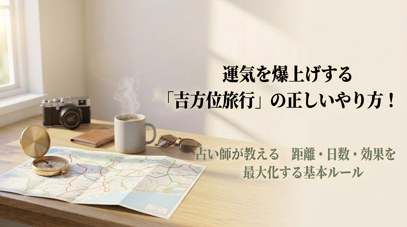 吉方位旅行の正しいやり方と距離・日数・効果のメカニズムを解説するアイキャッチ画像