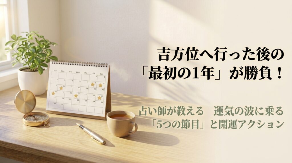 吉方位へ行った後の最初の1年間の節目と運気を好転させる行動方法を解説するアイキャッチ画像