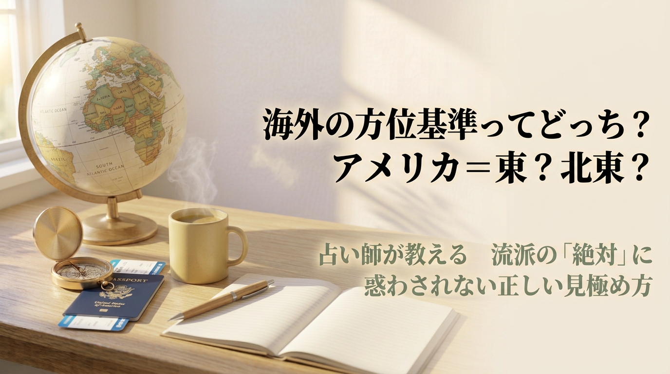 気学における海外(アメリカ・ヨーロッパ)の方位基準と過去の渡航履歴からの見極め方を解説するアイキャッチ画像