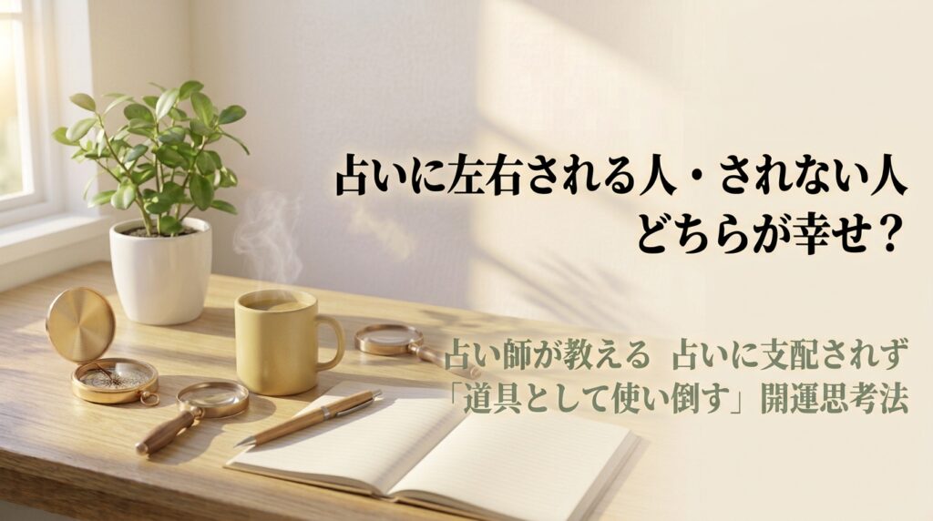 占いに左右される人とされない人の違いと占いを道具として使いこなして幸せになる方法を解説するアイキャッチ画像
