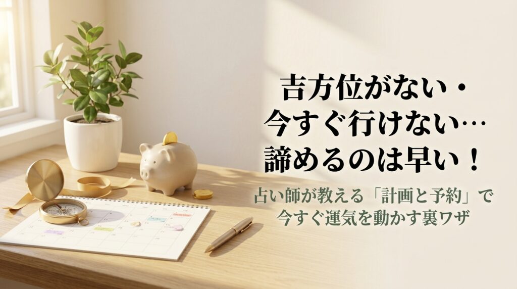 吉方位がない場合や今すぐ移動できない時の開運計画術を解説するアイキャッチ画像