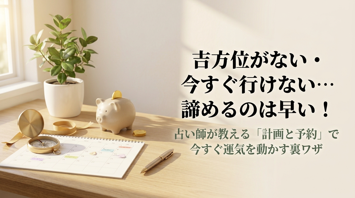 吉方位がない場合や今すぐ移動できない時の開運計画術を解説するアイキャッチ画像